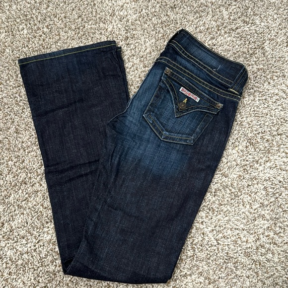 HUDSON FLAP POCKET JEANS. Dark blue denim. Bootcut. - Picture 1 of 5